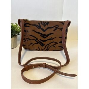 Madewell Leopard  Zebra Animal Print Calf Hair Crossbody Bag Brown NWT Rtl $108